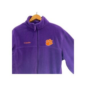 Columbia Fleece Jacket Purple‎ Clemson Tigers Embroidered Full Zip Size L